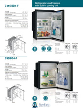 Load image into Gallery viewer, 4.2 cu. ft. Refrigerator w/freezer compartment, Black, internal unit, Adjustable flange, Airlock latch, 12/24V 115/230VAC - 50/60Hz UL
