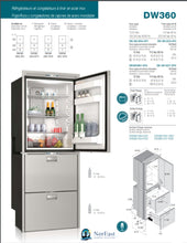 Load image into Gallery viewer, DW360IXD4-EFV-2 ~ 10.6 CU.FT STAINLESS STEEL REFRIGERATOR (5.5cu.ft) 2- DRAWER FREEZER/REFER (5.1 cu.ft) FLUSH FLANGE STEELOCK LATCHES LED INTERIOR LIGHTS DUAL INTERNAL UNITS 12/24V 115/230VAC
